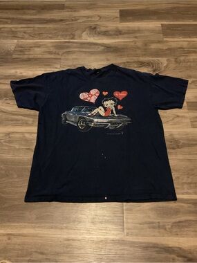 Vintage Betty Boop Car Graphic Tee - Navy